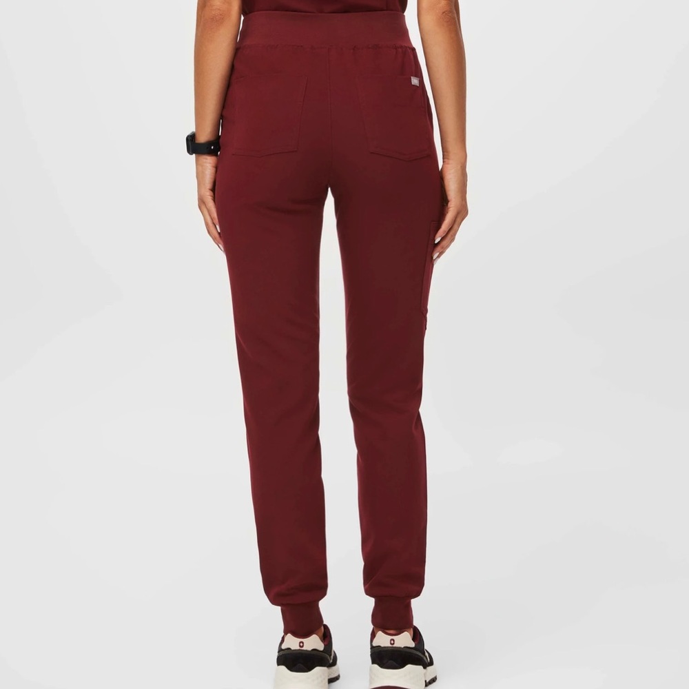 Fig High Waisted Zamora Jogger Scrub Pants burgundy size large nurse scrubs pant - Picture 12 of 14